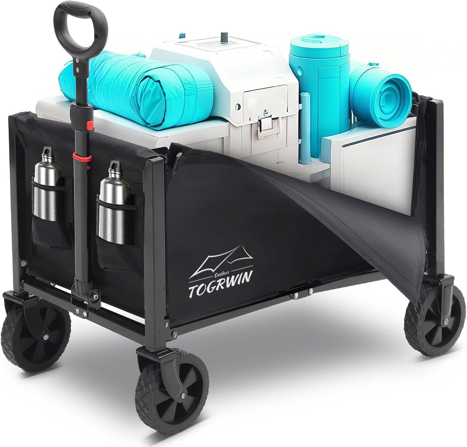 Foldbar vagnsvagn 160L- 3 i 1 Compapible Wagon Cart med hjul